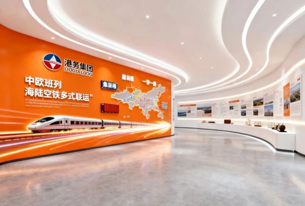 港务集团展厅怎么设计？这篇 “国际枢纽风” 方案，让参观变成 “全球物流体验”