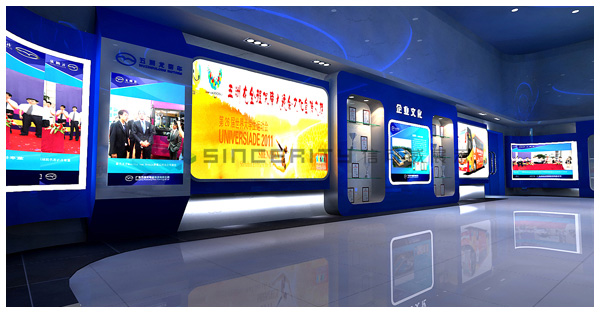 五洲龙客车展厅设计以数字化与科技感为特色的客车展厅设计！